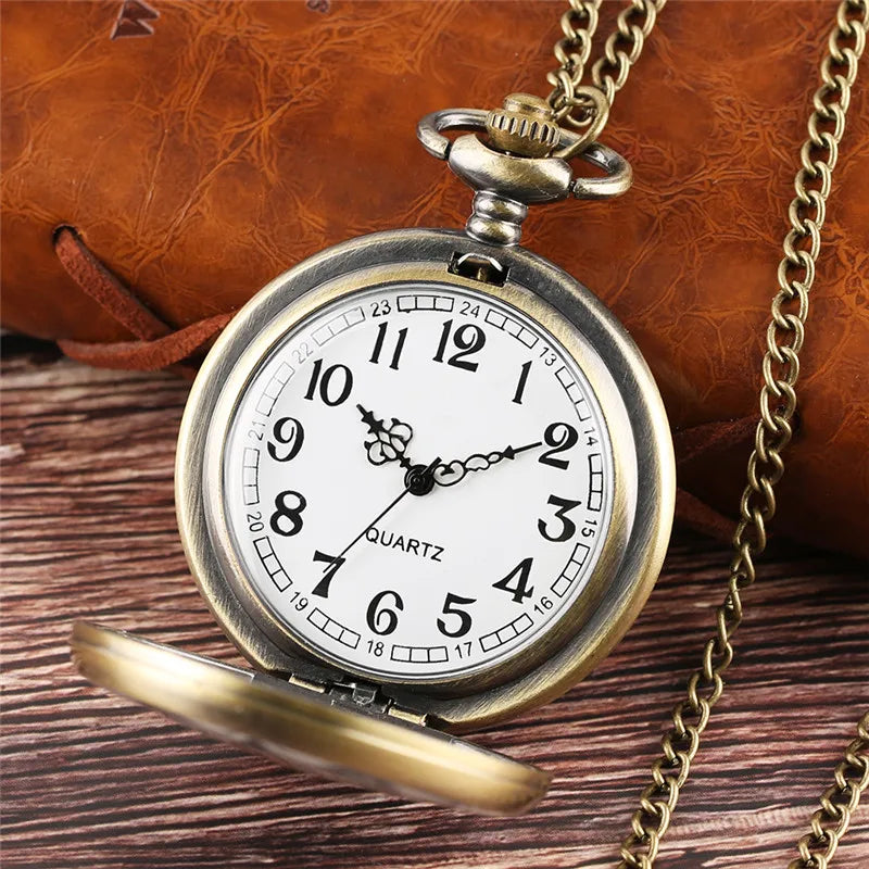 SHOP7D_Old Fashion Pocket Watch with Flower Crystal Design Men Women Quartz Movement Watches Arabic Number Display Necklace Chain Gift