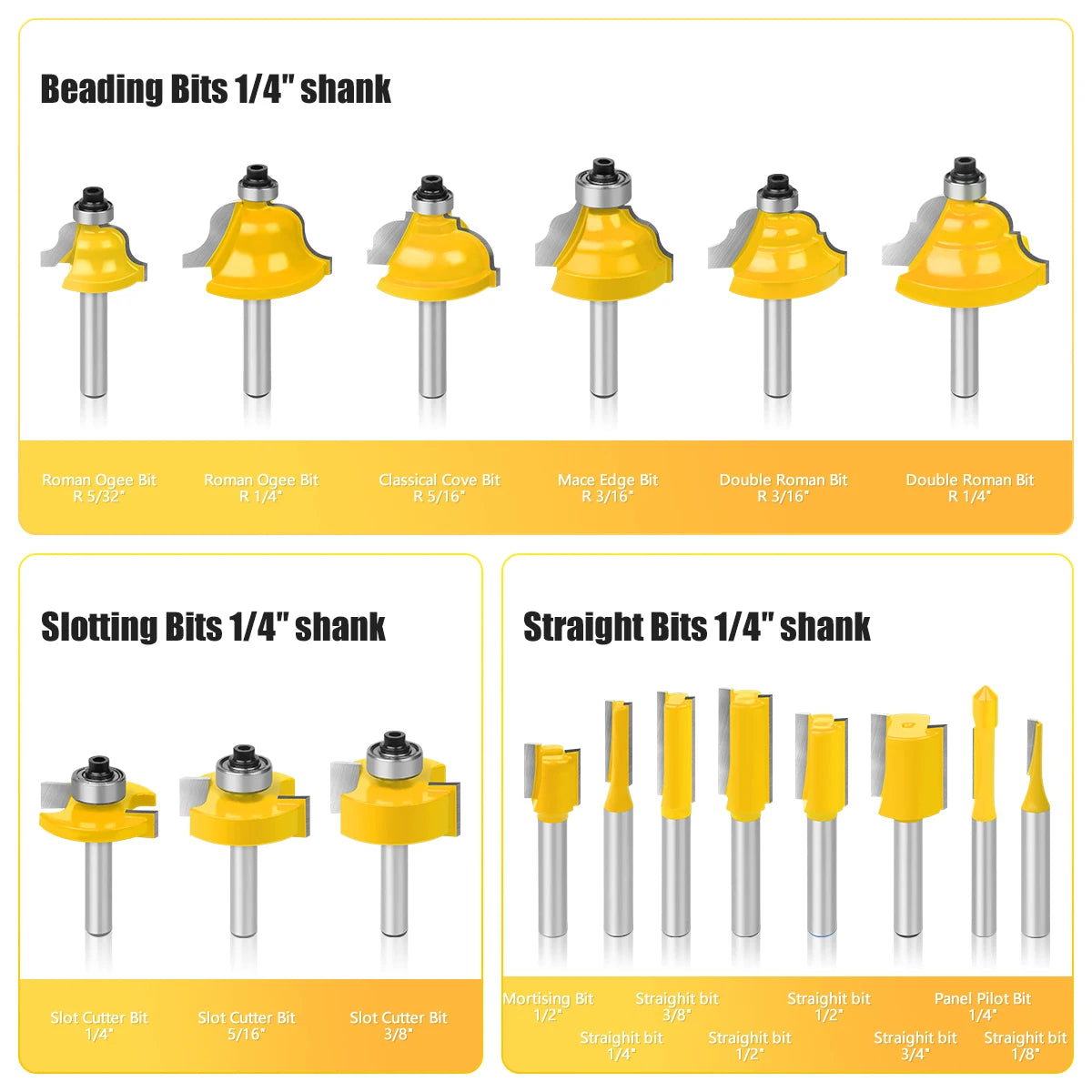 SHOP7D_35PCS 1/4"(6.35mm) Shank Tungsten Carbide Router Bit Set Woodworking Cutter Trimming Knife Forming Milling-Woodworking Cutter