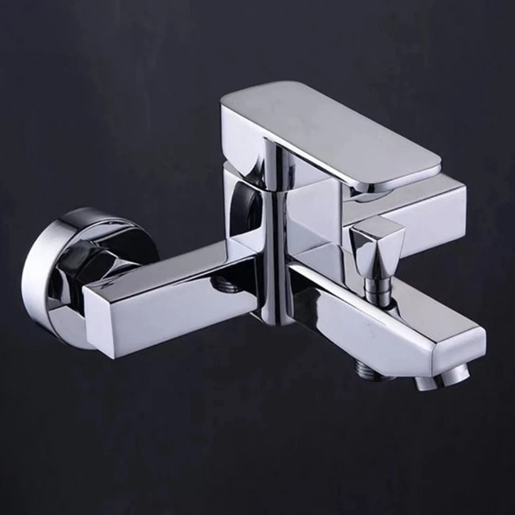 SHOP7D_Alloy Basin Faucet Chrome Wall Mounted Hot Cold Water Dual Spout Mixer Tap For Bathroom Splitter Bath Shower Basin