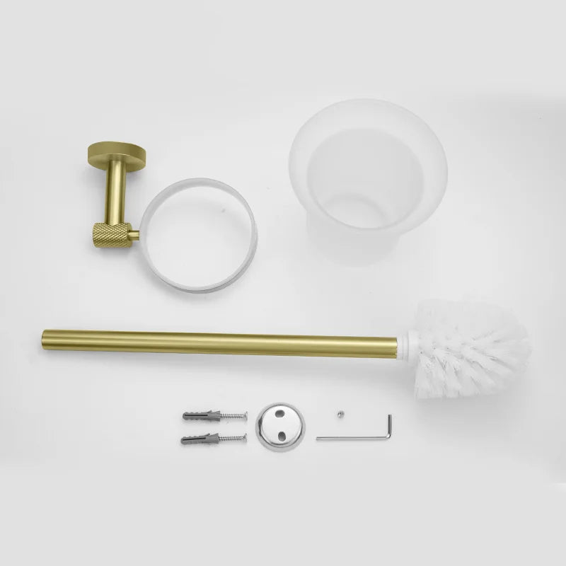 SHOP7D_Golden Towel Rack Towel Bar Ring Brushed Gold Hardware Set Robe Coat Hook Toilet Tissue Paper Holder Bathroom Accessories Kit