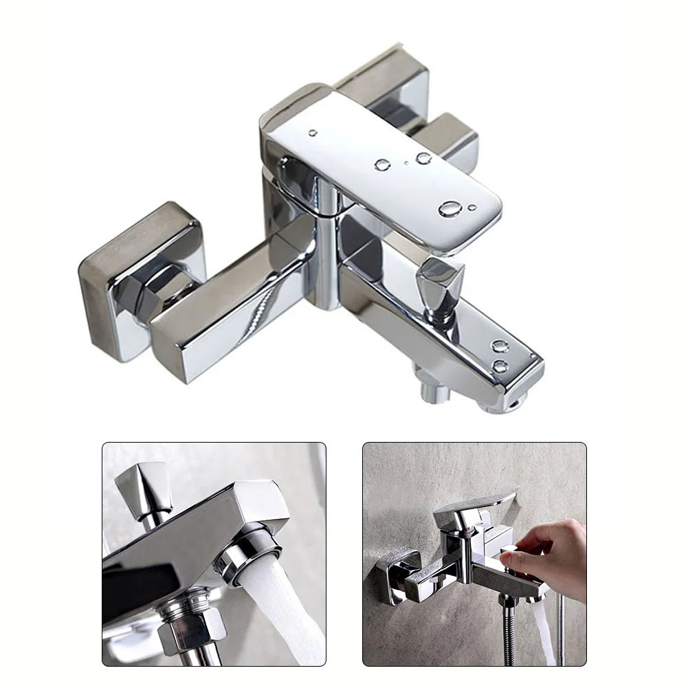 SHOP7D_Alloy Basin Faucet Chrome Wall Mounted Hot Cold Water Dual Spout Mixer Tap For Bathroom Splitter Bath Shower Basin