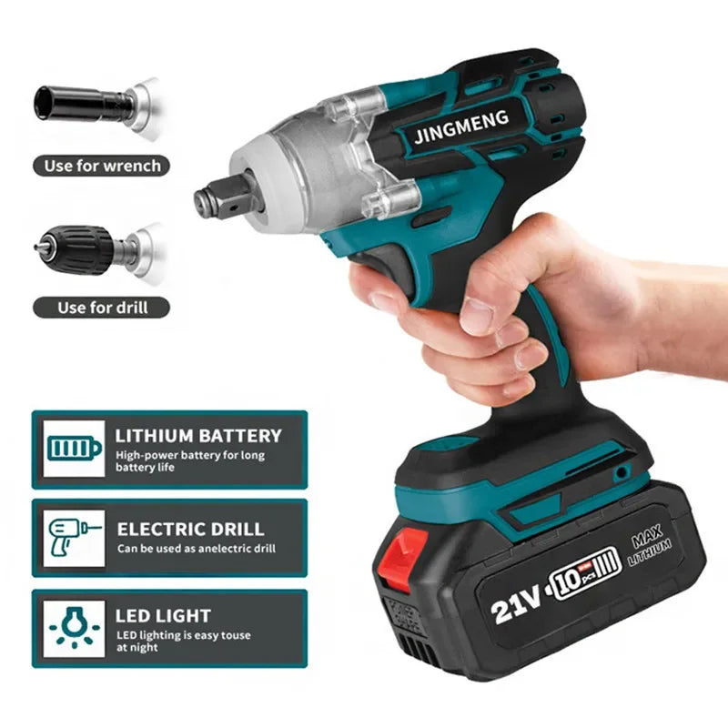 SHOP7D_Cordless Electric Impact Wrench Power Tool Brushless Electric Wrench Hand Drill Socket For 21V Battery