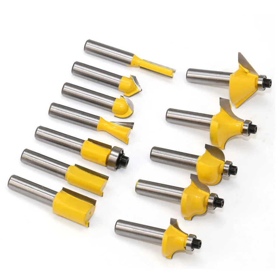 SHOP7D_12pcs Milling Cutter Set 8mm Straight Milling Cutter Sawdust Tungsten Carbide Finishing Cutting Woodworking