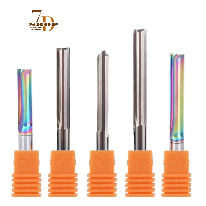 SHOP7D_50pcs_ST2F 3.175mm 4mm 6mm Two Flutes Straight Slot End Milling Cutter For Wood CNC Engraving Cutters Carbide Endmills