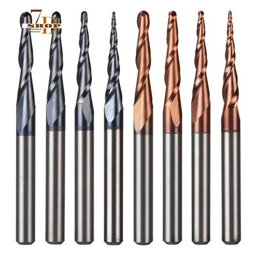 SHOP7D_5pcs/Lot 3D Model Tungsten Solid Carbide Inch Size 3.175mm Ball Nose Tapered End Mill Router Bits CNC Taper Wood Metal Milling Cutter