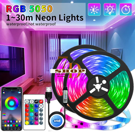 SHOP7D_USB LED Strip Lights APP Control Color Changing 5050 RGB Led Light Flexible Lamp Tape for Room Decoration TV Backlight Diode