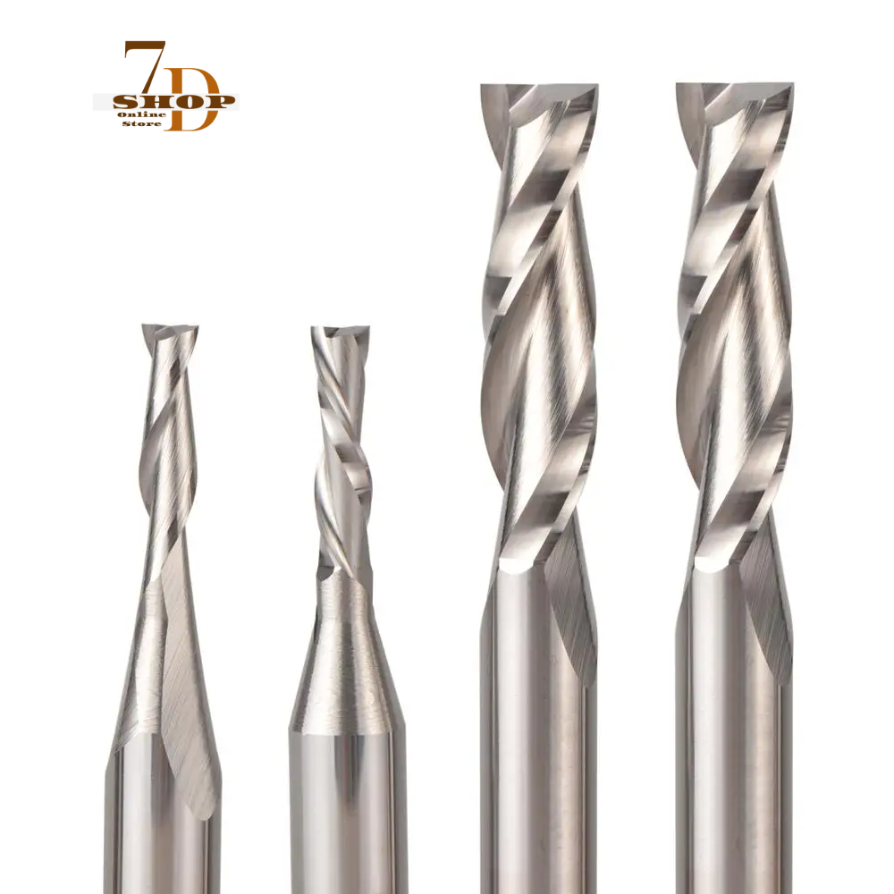 SHOP7D_CNC Solid Carbide engraving bits milling cutter woodwork set 3.175mm 6.35mm 6mm shank router bits for carving wood tools