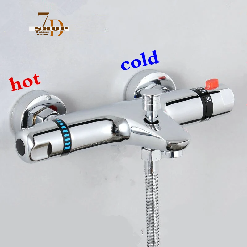 SHOP7D_Thermostatic Shower Faucet Mixing Valve Bathroom Combination Water Bathtub Faucet Thermostatic Mixer Tap With Reversed Inlets