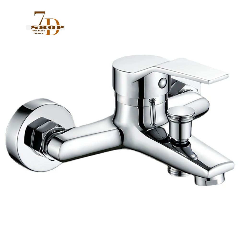 SHOP7D_Zinc Alloy Basin Faucets Chrome Wall Mounted Hot Cold Water Dual Spout Mixer Tap For Bathroom Splitter Bath Shower Basin