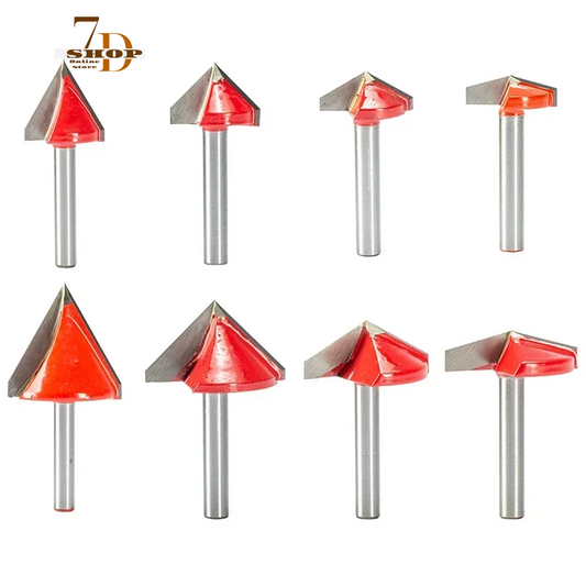 SHOP7D_SHK 6mm 8mm 12.7mm 3D V Engraving Bit CNC End Mill Router Bit For Wood Tungsten MDF Woodworking 60/90/120/150 Deg Milling Cutter