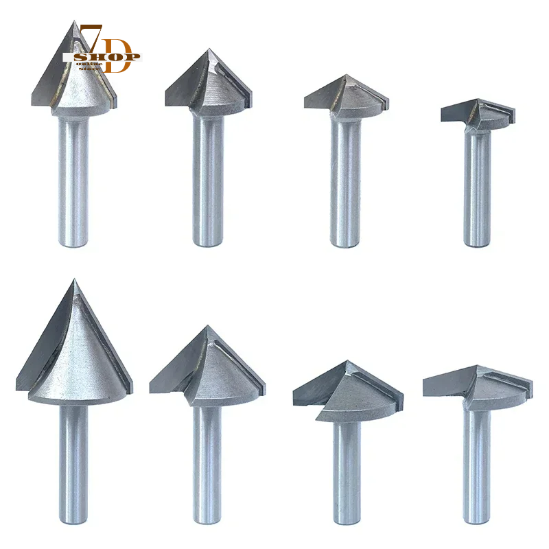 SHOP7D_SHK 6mm 8mm 12.7mm 3D V Engraving Bit CNC End Mill Router Bit For Wood Tungsten MDF Woodworking 60/90/120/150 Deg Milling Cutter