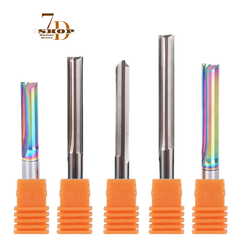 SHOP7D_50pieces 3A 3.175mm 4mm 6mm 8mm Two Flutes Straight Slot End Milling Cutter For Wood CNC Engraving Cutters Carbide Endmills Tool