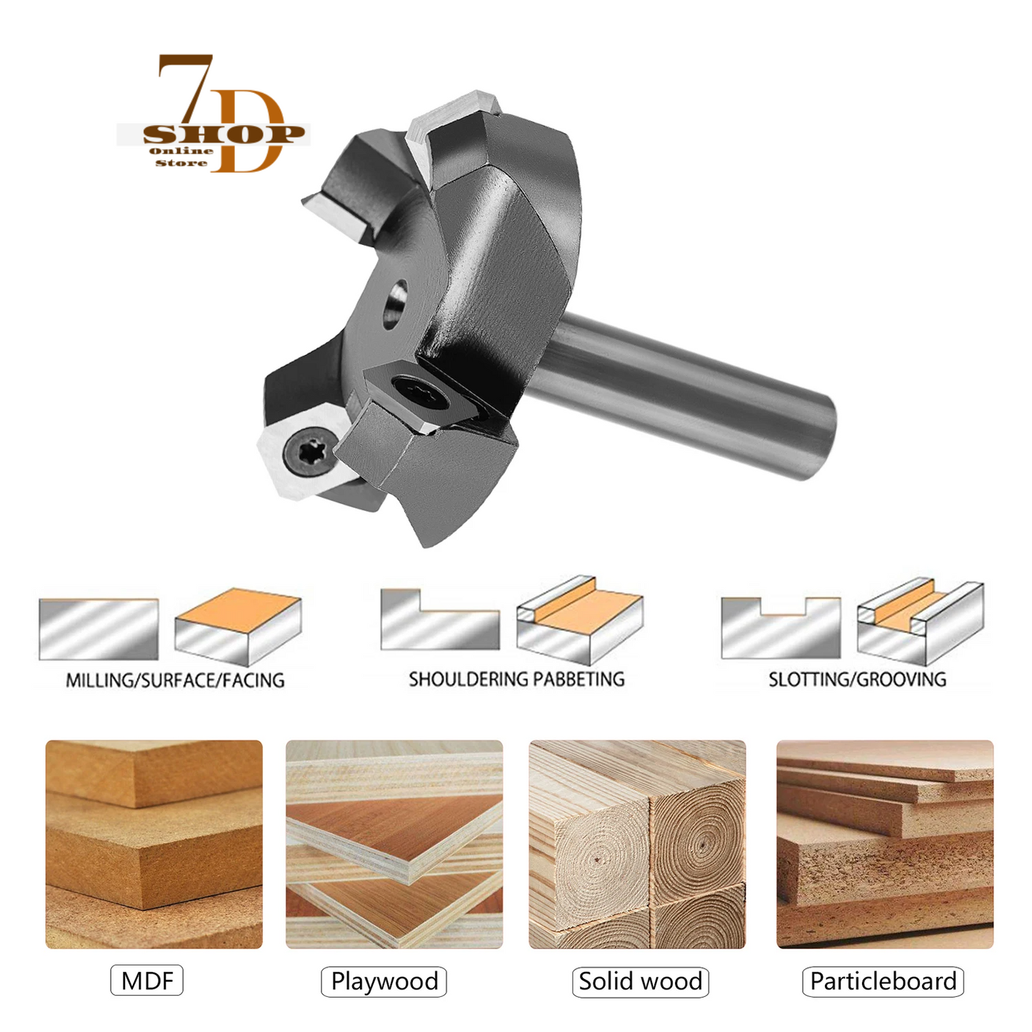 SHOP7D_4-Flute Wood Planer Bit 60mm Cutting Diameter 12mm Shank Spoilboard Surfacing Tambour Router Bit Insert Carbide Slab