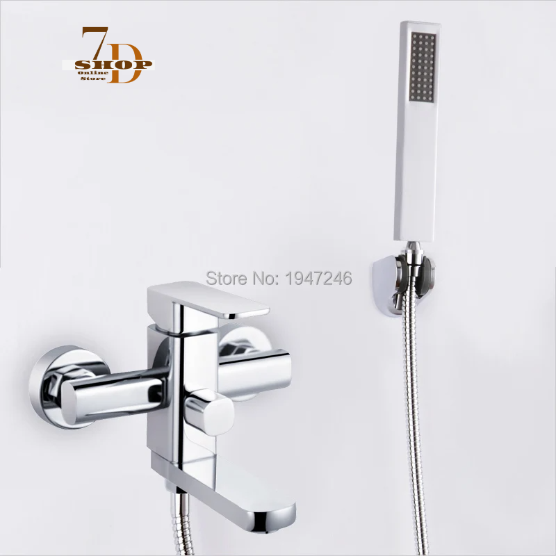 SHOP7D_New Brass Chrome Wall Mounted Waterfall Bathroom Bathtub Handheld Shower Tap Mixer Faucet Shower Set Wall Faucet