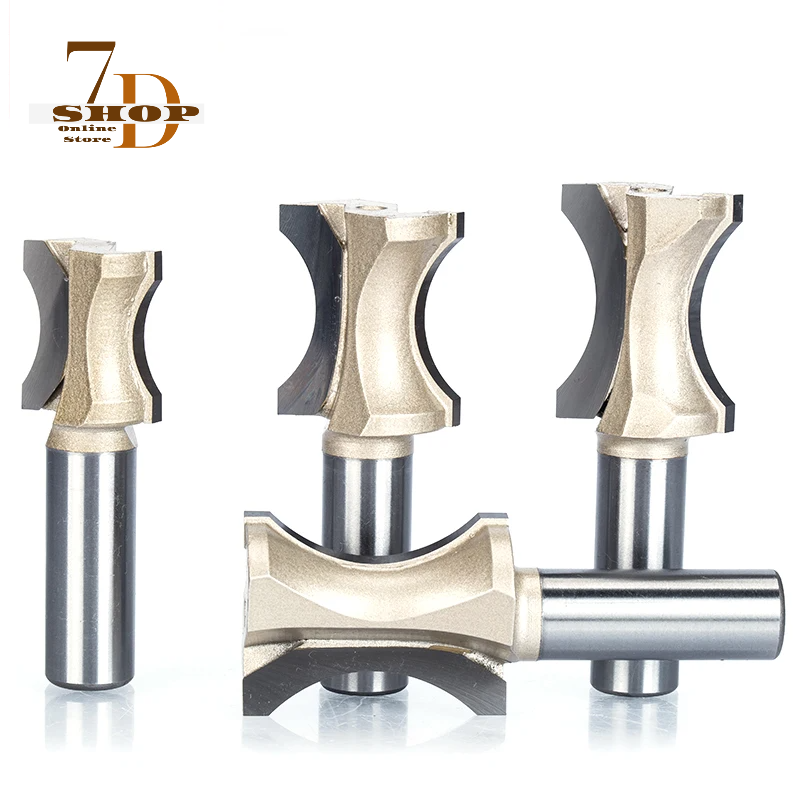 SHOP7D_1/2"  1/4" Shank Half Round bit 2 Flute Endmill Router Bits for Wood Without Bearing Woodworking Tool Milling Cutter