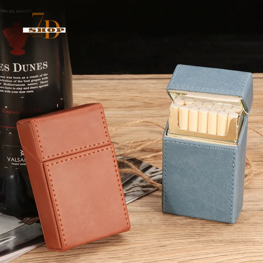 SHOP7D_4 Color Cigarette Case Holds 20 King Size Cigarettes PU Leather Storage Box Smoking Accessories Gift for Men and Women