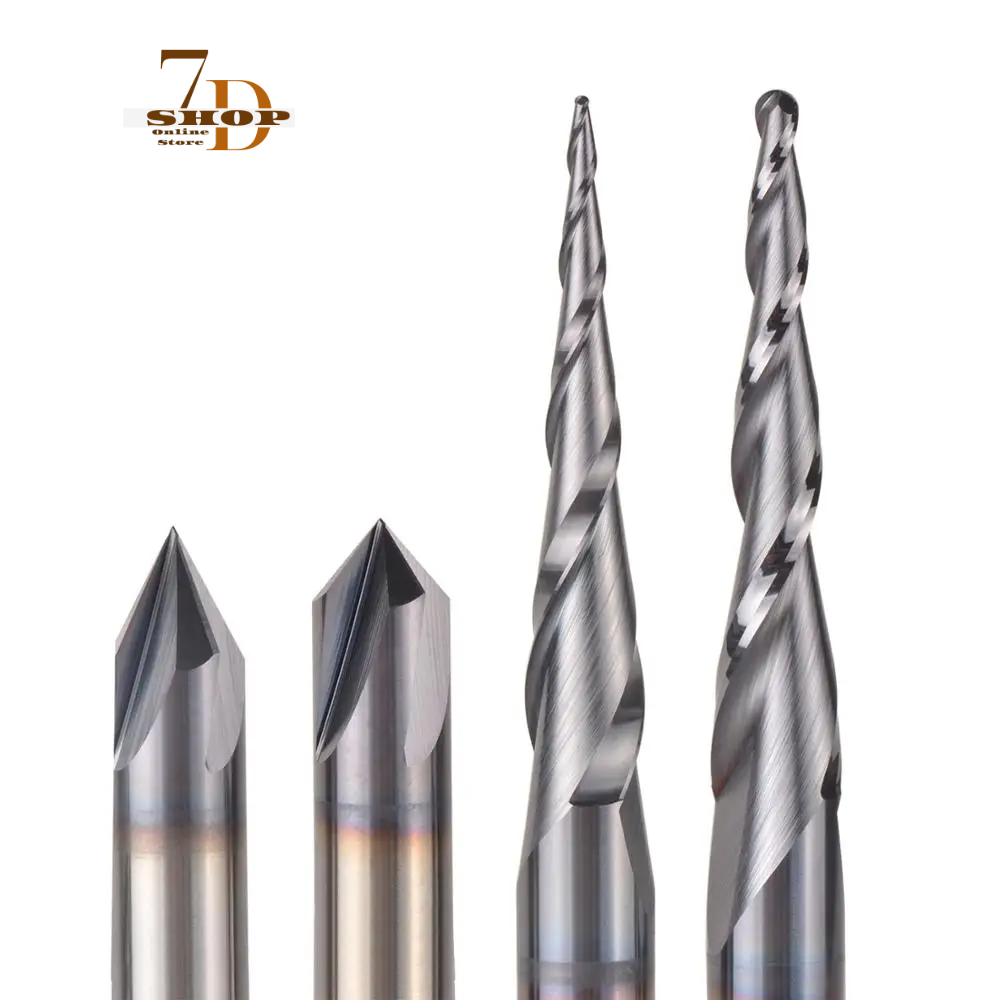 SHOP7D_CNC Solid Carbide engraving bits milling cutter woodwork set 3.175mm 6.35mm 6mm shank router bits for carving wood tools