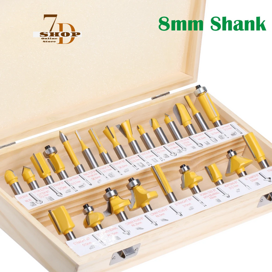 SHOP7D_24PCS Woodworking Router Bits Set 8mm Shank, Flush Straight Chamfer Trimming Engraving Milling Cutter Tool Kit