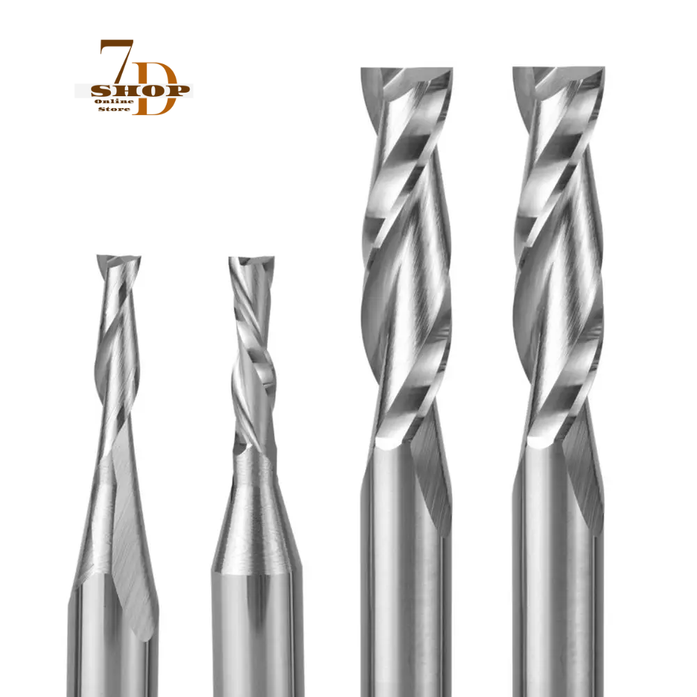 SHOP7D_inch size UP Cut DOWN Cut Two Flutes carbide Spiral router bit 3.175mm 6.35 mm,CNC Router, Compression Wood End mill Cutter bits