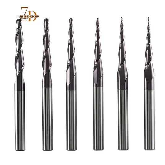 SHOP7D_Tungsten Solid Carbide End Mill 4mm 6mm 8mm Ball Nose Tapered End Mills Router Bits CNC Taper Wood Metal Milling Cutter