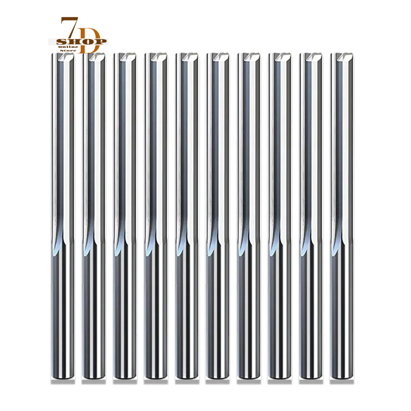 SHOP7D_50pcs 3.175mm 4mm 6mm 8mm Two Flutes Straight Slot Bit Wood Cutter CNC Solid Carbide Two Double Flute Bits CNC Router Bits